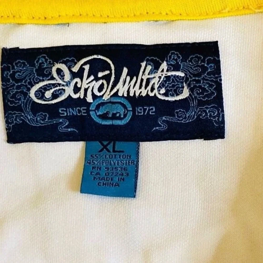Ecko Unltd rhino big logo blue dragons gold tone logo charm varsity jacket XL‎